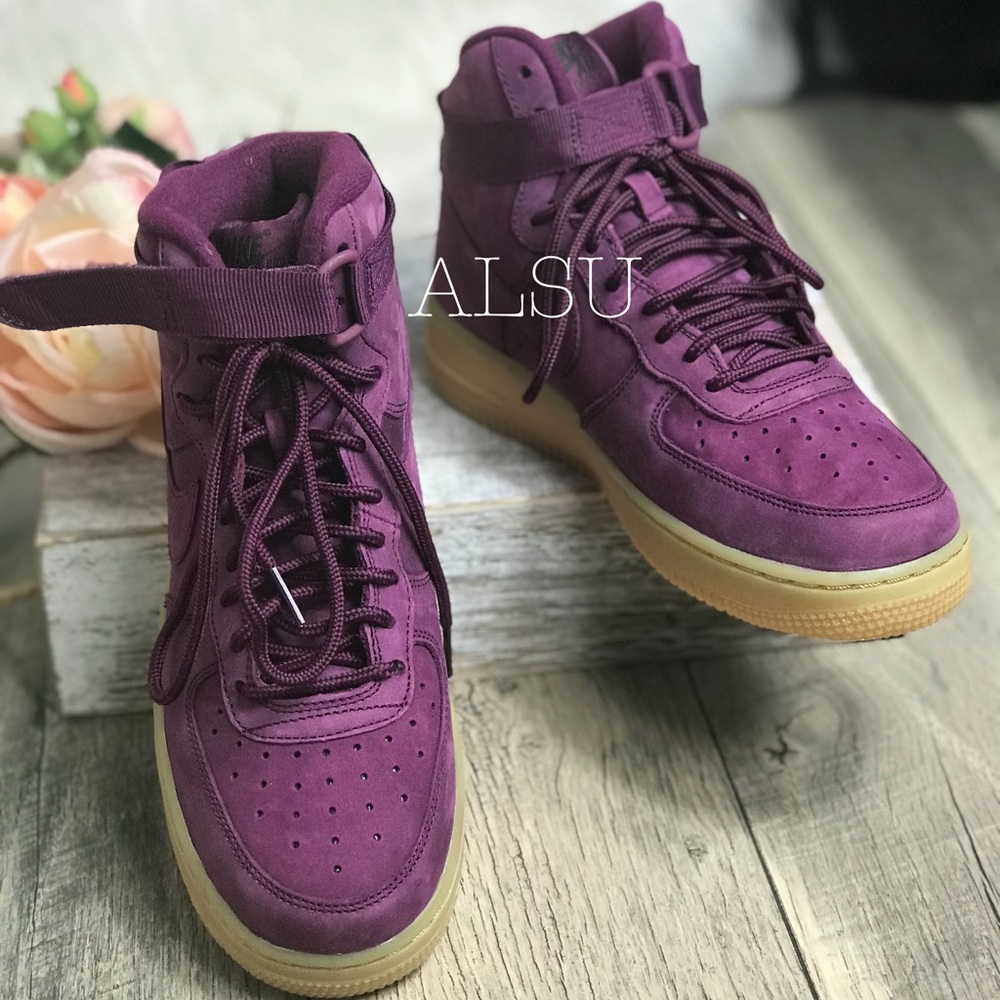 Nike Air Force 1 High WB GS Bordeaux Magenta k/W - Picture 4 of 8